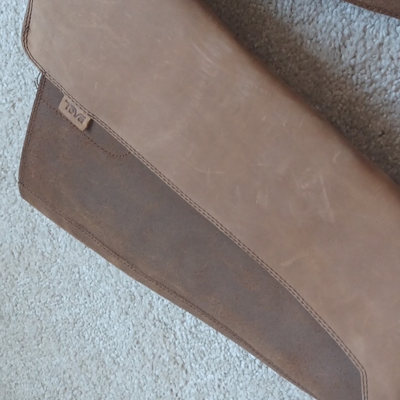 TEVA Suede Leather knee high boots Tan SZ 7.5 Quslity Equestian vibe Lole new - Picture 3 of 5